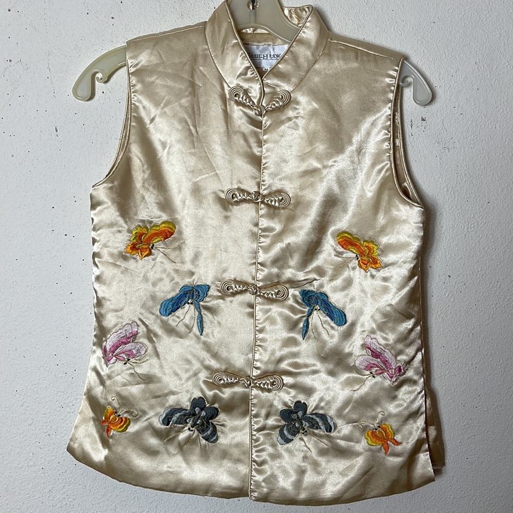 Shieh Hwa Chinese butterflies embroidered vest M